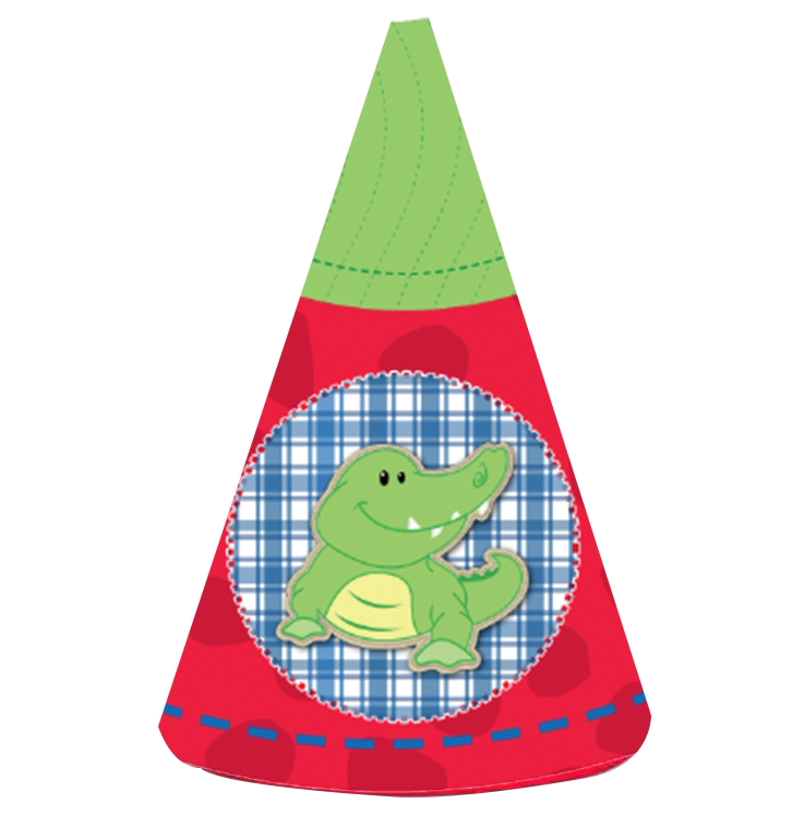 新款顽皮小鳄鱼生日派对帽头头饰帽子三角锥形聚会装饰帽子