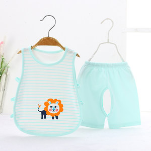 巴拉巴拉婴儿夏季薄款套装开裆裤新生儿纯棉背心肚兜开档无袖琵琶