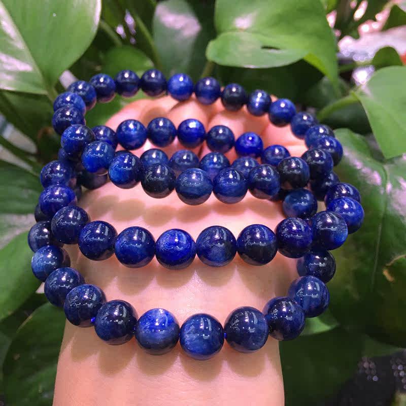 特价款现货天然蓝晶石手链女款蓝绒晶单圈手串男猫眼效应水晶饰品