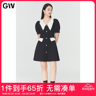 GW大码女装轻奢时尚连衣裙2024夏季新款微胖mm显瘦显身材裙子女