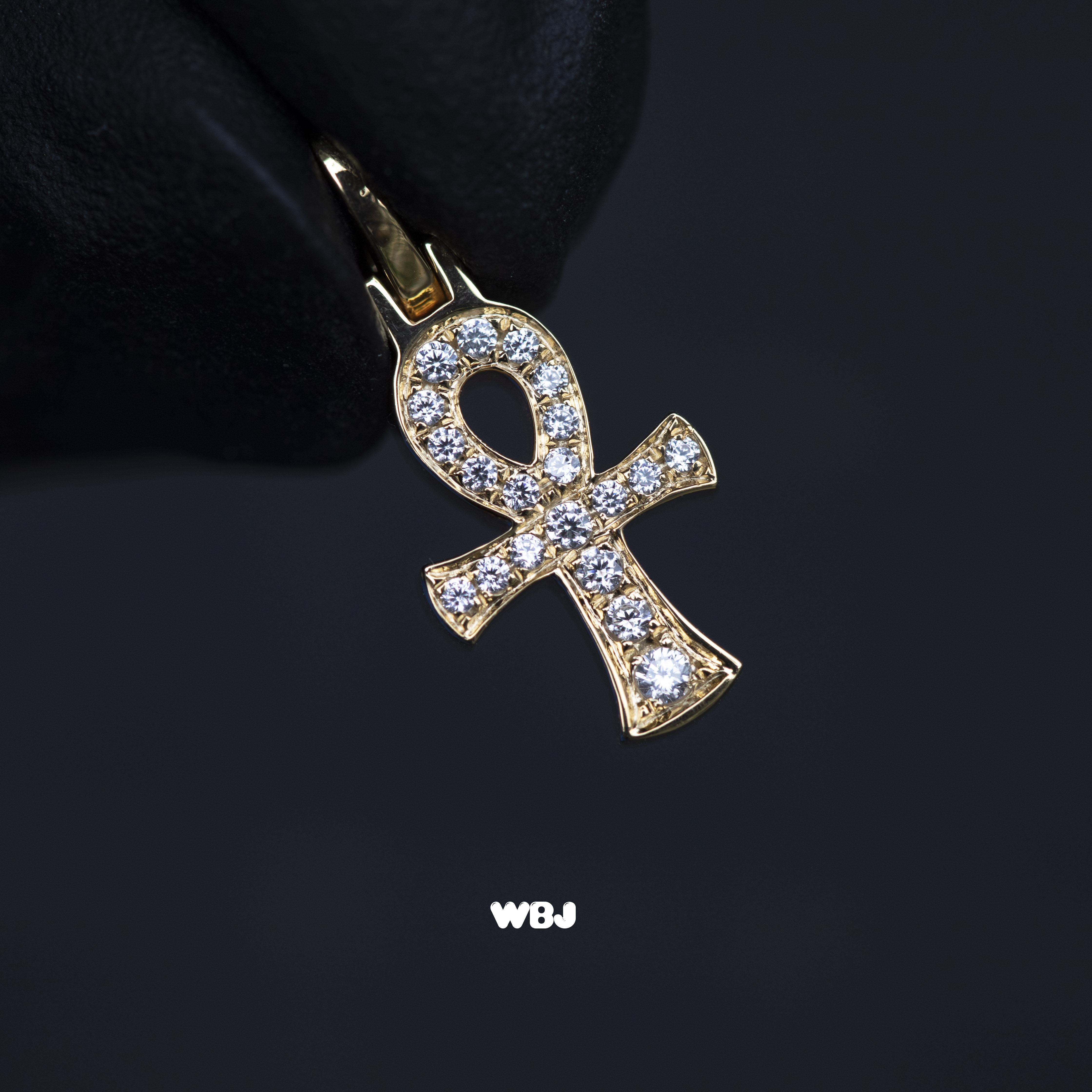 wbj定制珠宝微型安卡十字架s925银镀金mini安卡hiphop纯银项链