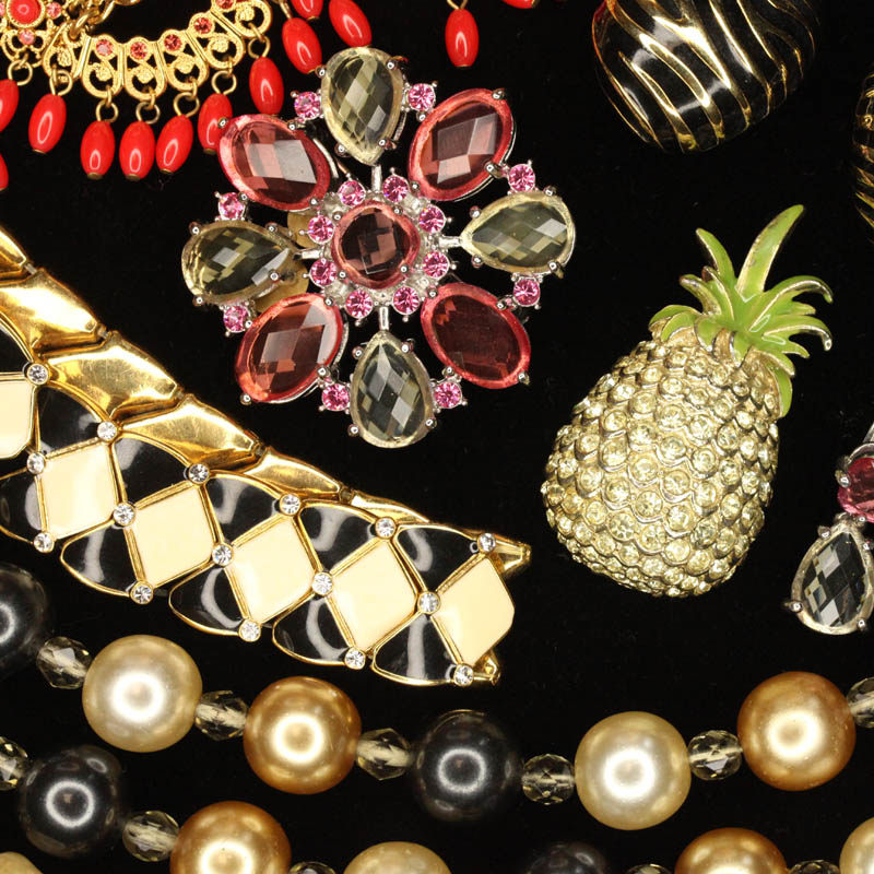 中古饰品vintage古董首饰joanrivers复古西洋莱茵石胸针手镯手链