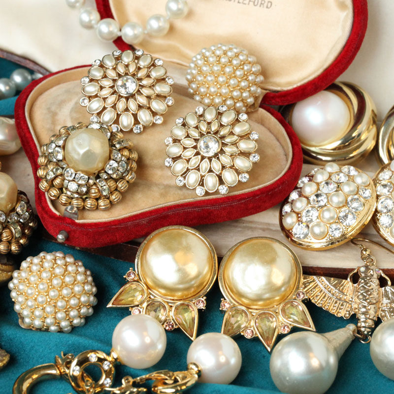 中古饰品古董首饰vintage耳环monet西洋复古无耳洞女首饰珍珠耳夹