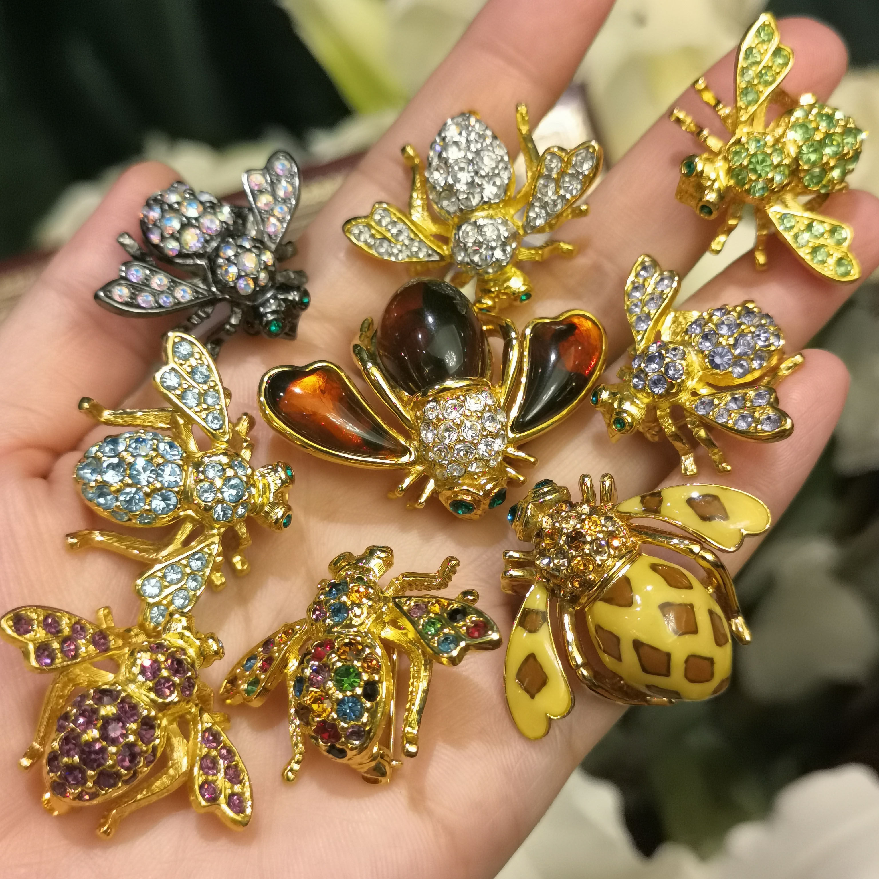 中古vintage古董首饰joanrivers昆虫regency蜜蜂weiss蝴蝶胸针