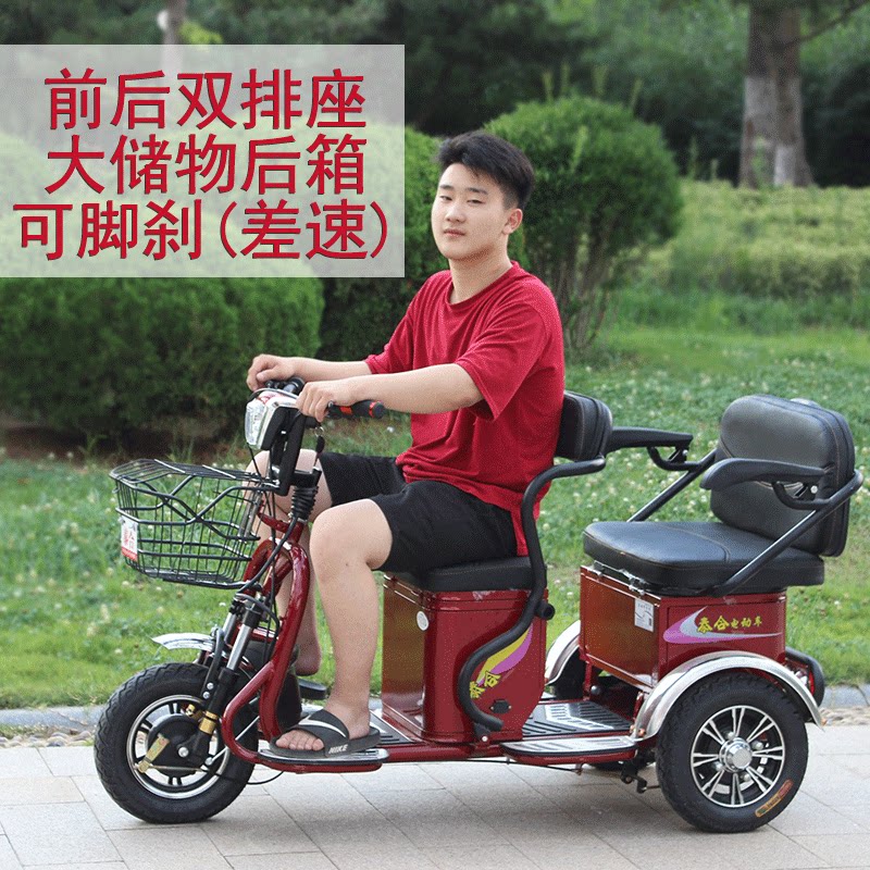 泰合电动三轮车接送孩子家用新款小型老人老年女性双人电瓶三轮车
