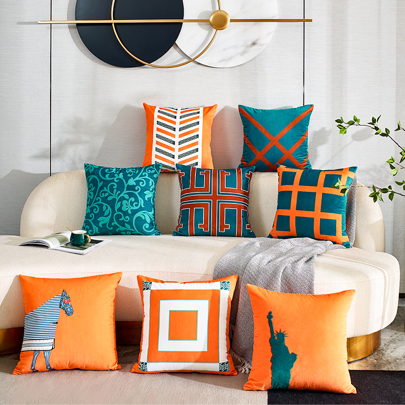 2023新款抱枕沙发客厅靠垫现代简约橙色靠枕套不含芯飘窗靠垫定制