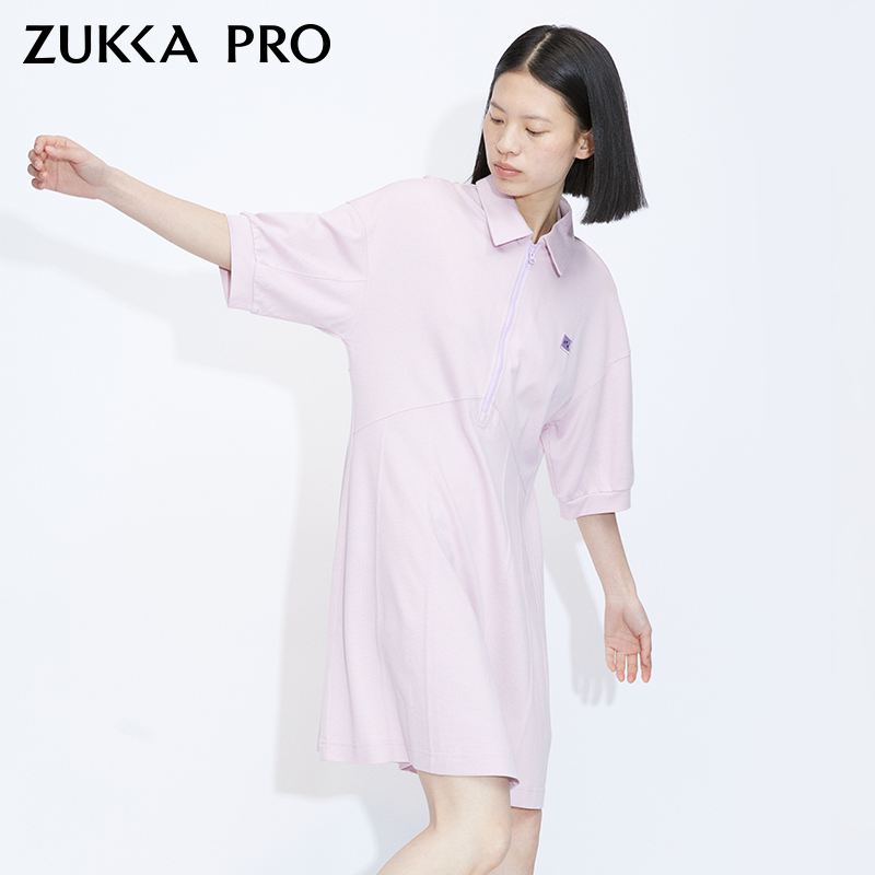 ZUKKA PRO卓卡女装专柜同款秋冬新款Polo领收腰显瘦休闲连衣裙
