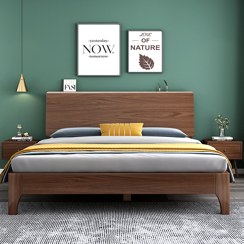 实木床现代简约1.8米双人床主卧单人床1.2米床轻奢1.5米床北欧床