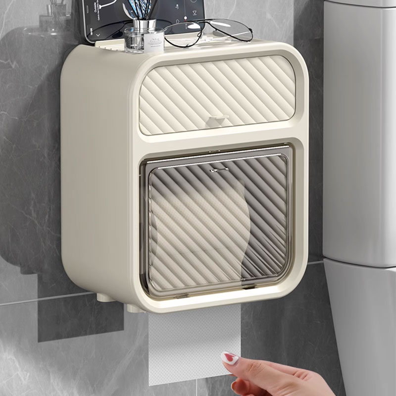 卫生间厕纸盒壁挂式纸巾盒免打孔防水厕所抽纸盒卫生纸卷纸置物架