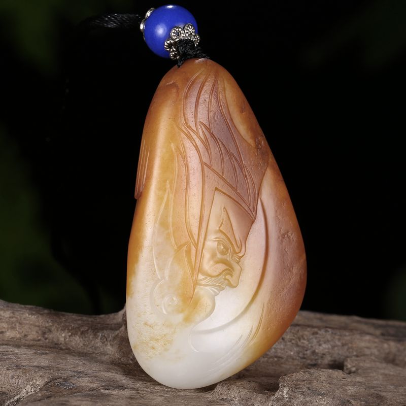 玉雕名家高守亮作品【诸葛孔明】和田玉诸葛孔明挂件 29.82g