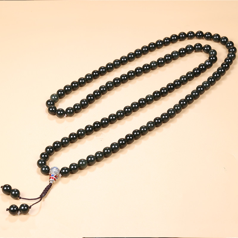 和田玉青玉项链毛衣链94.35g