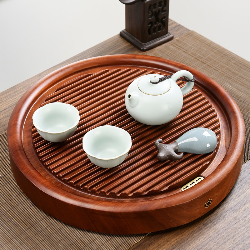 茶盘鸡翅木抽屉式花梨木小茶盘储水式干泡台茶海茶台托盘旅行茶具