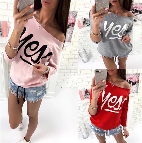 ebay速卖通 三色圆领 YES! 印花绑带七分袖女装卫衣在类目 女装/女士精品, T恤中 - 来自Buy2taobao.com提供专业的淘宝代购服务
