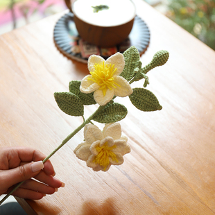 手工编织毛线材料包DIY山茶花花束手钩成品勾花钩针针织自制花朵