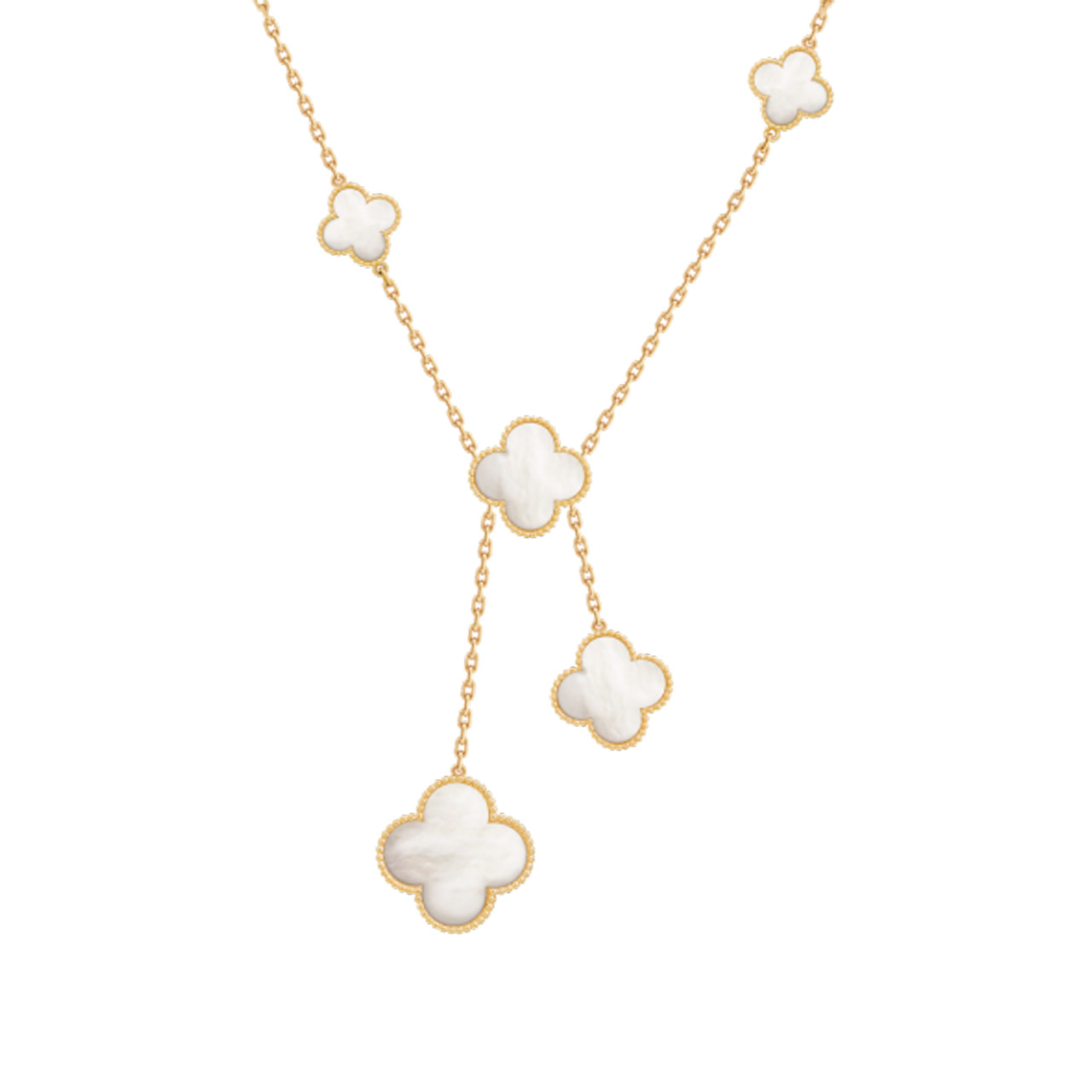 [9.8新]梵克雅宝vca女士四叶草白贝母六花项链