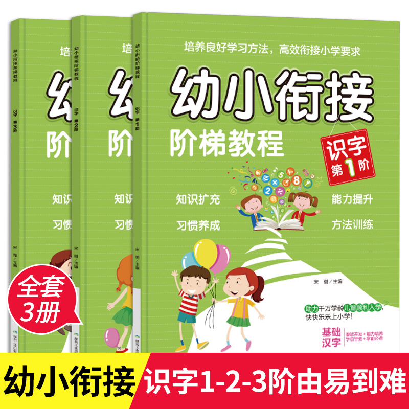 幼小衔接教材全套3册 阶梯教程识字