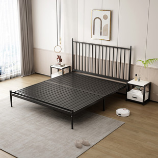 经济型家用铁艺床双人床现代简约排骨架卧室铁床单人床架加粗加厚