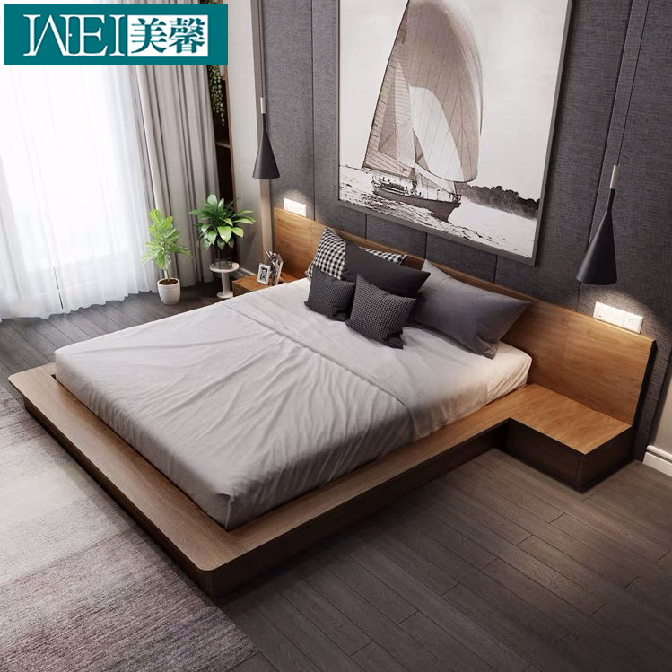 北欧落地矮床轻奢风格日式榻榻米床双人1.8米地台1.5米卧室床定制