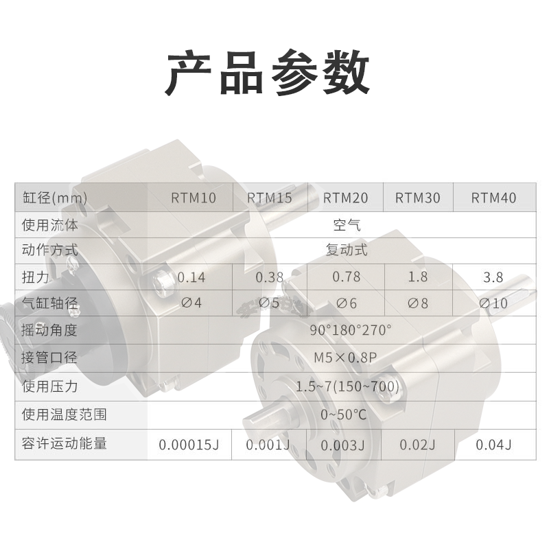 气立可RTM50*90 RTM63*180 RTM80*270叶片旋转回转气缸RTM100*180