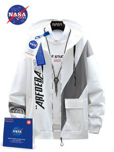 NASA秋季外套男士薄款卫衣冬季新款开衫夹克青少年学生加绒上衣服