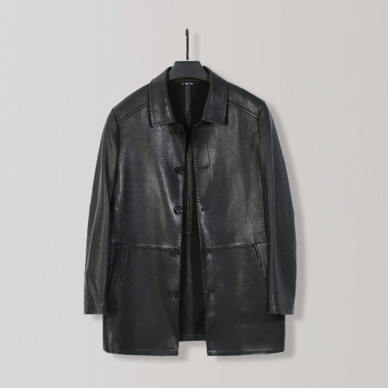 真皮皮衣男鹿皮