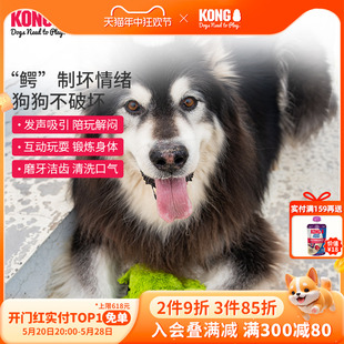 KONG狗狗玩具发声毛绒鳄鱼幼犬大型犬发泄解闷神器宠物磨牙