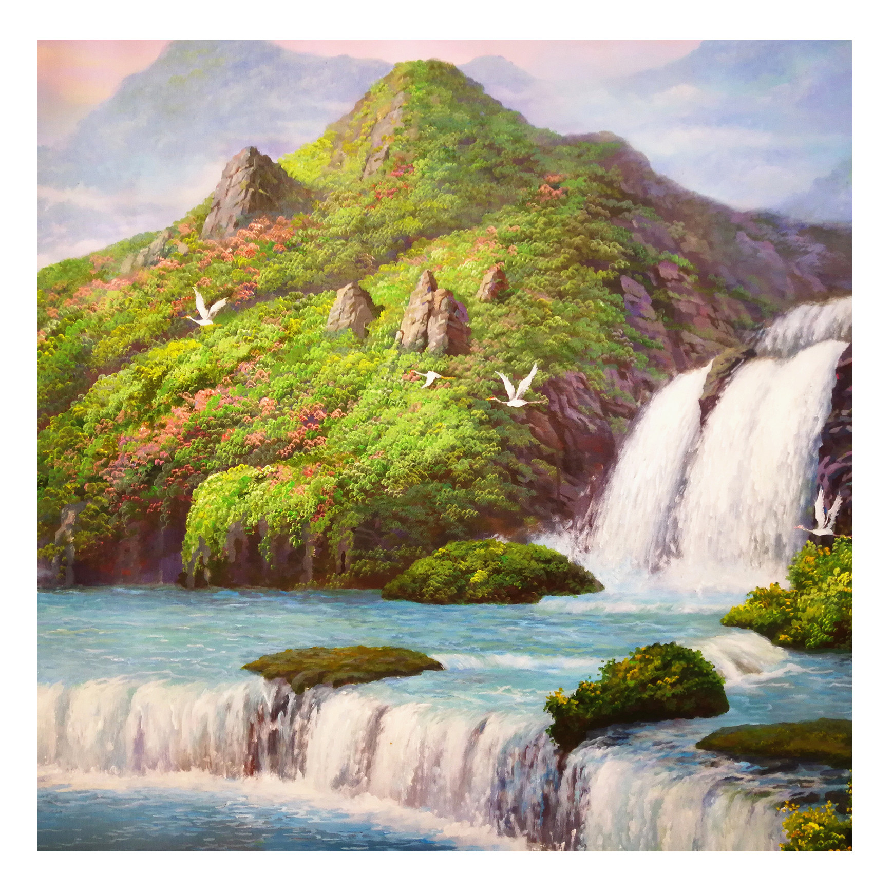(朝鲜)大幅1.61米 李哲《高山流水》平壤美术大学 星朝画廊