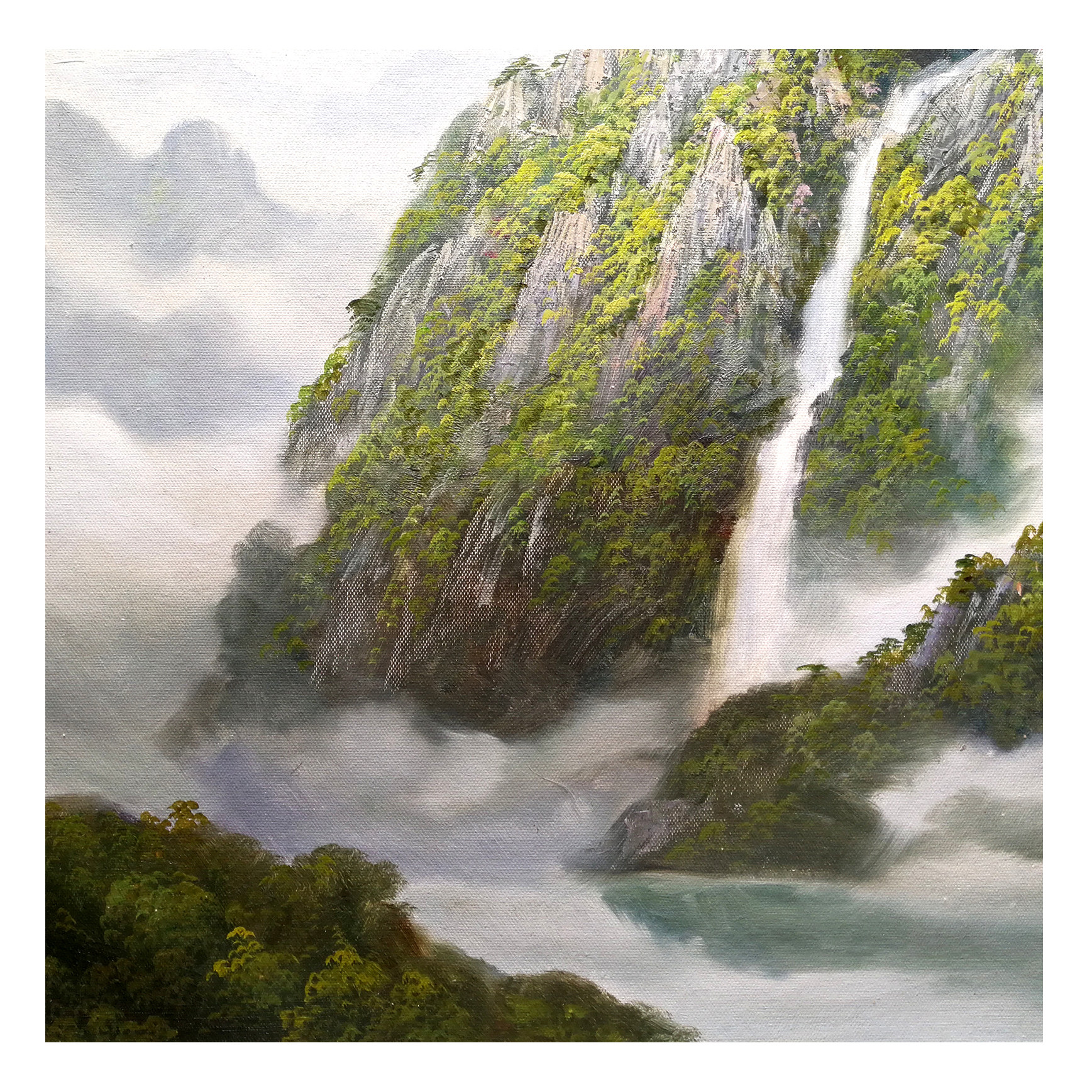 (朝鲜)功勋画家 吴贤基《高山流云》平壤美术大学 星朝画廊