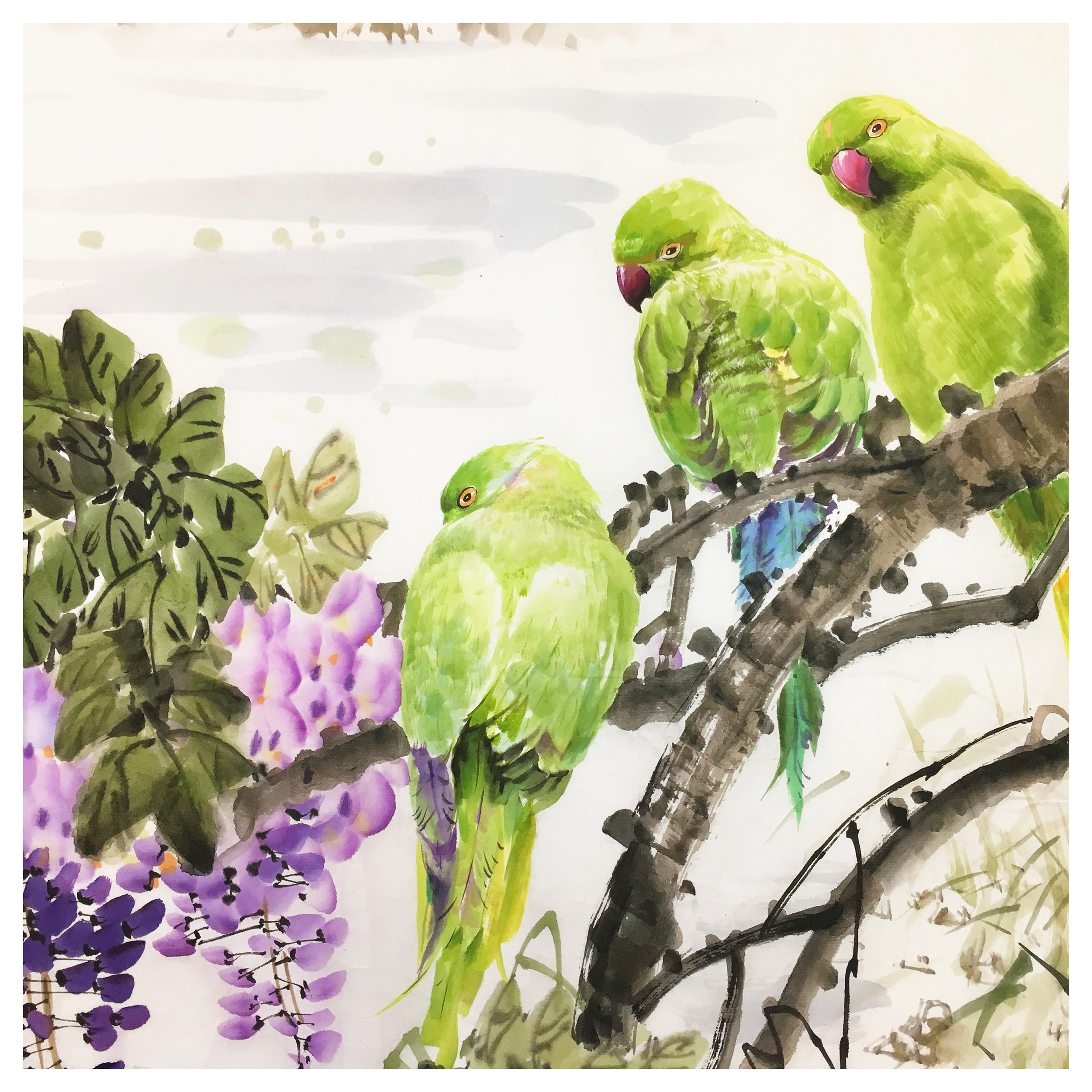 (朝鲜)功勋画家 洪正艺 《丁香花开》万寿台创作社 星朝画廊