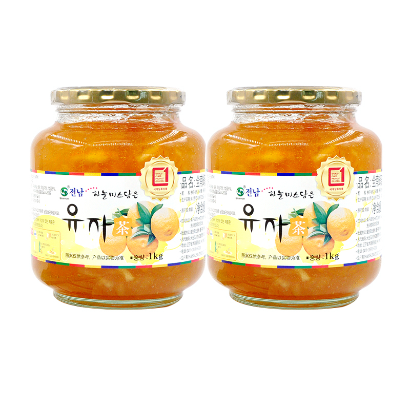 全南蜂蜜柚子茶1kg*2瓶韩国进口