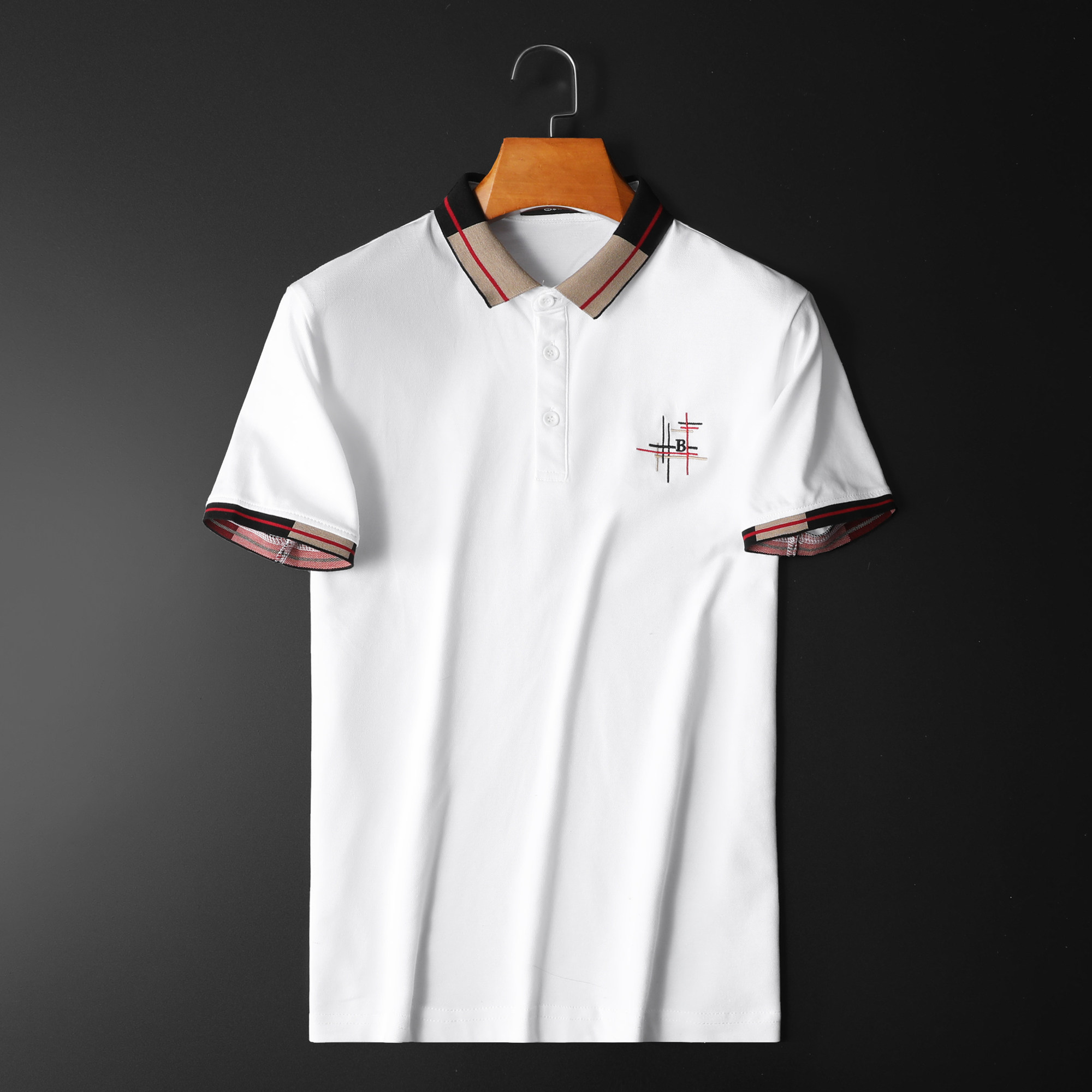 热销巴宝莉 t恤 男款_巴宝莉纯色 夏季短袖t恤男polo衫韩版修身青年