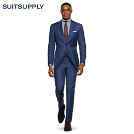 Suitsupply-Napoli中蓝色羊毛平纹商务休闲男士西装套装