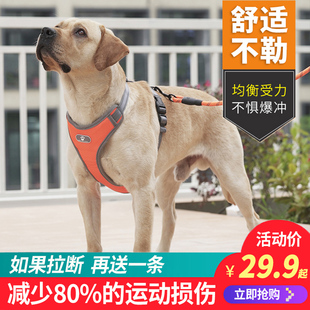 狗狗牵引绳背心式中型大型犬金毛拉布拉多幼犬胸背带遛狗绳狗链子