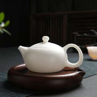 羊脂玉瓷素烧西施壶陶瓷家用泡茶壶德化白瓷球孔过滤井栏泡茶单壶