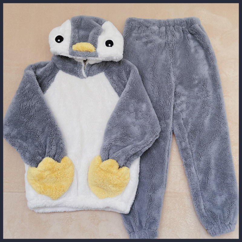 泛式2022企鹅睡衣原创可爱毛绒加厚柔软居家睡衣
