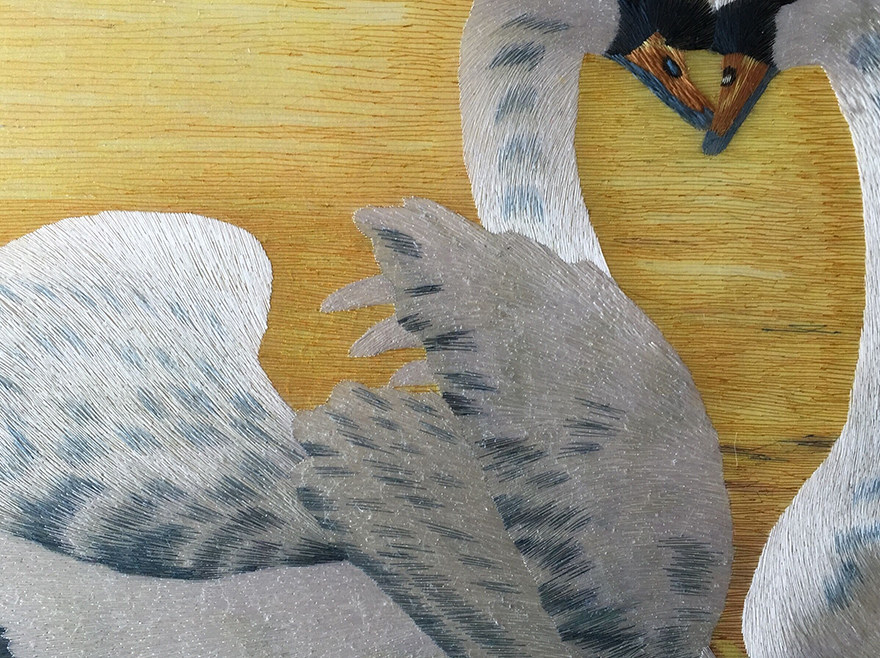 匠心苏绣《天鹅》精细真丝