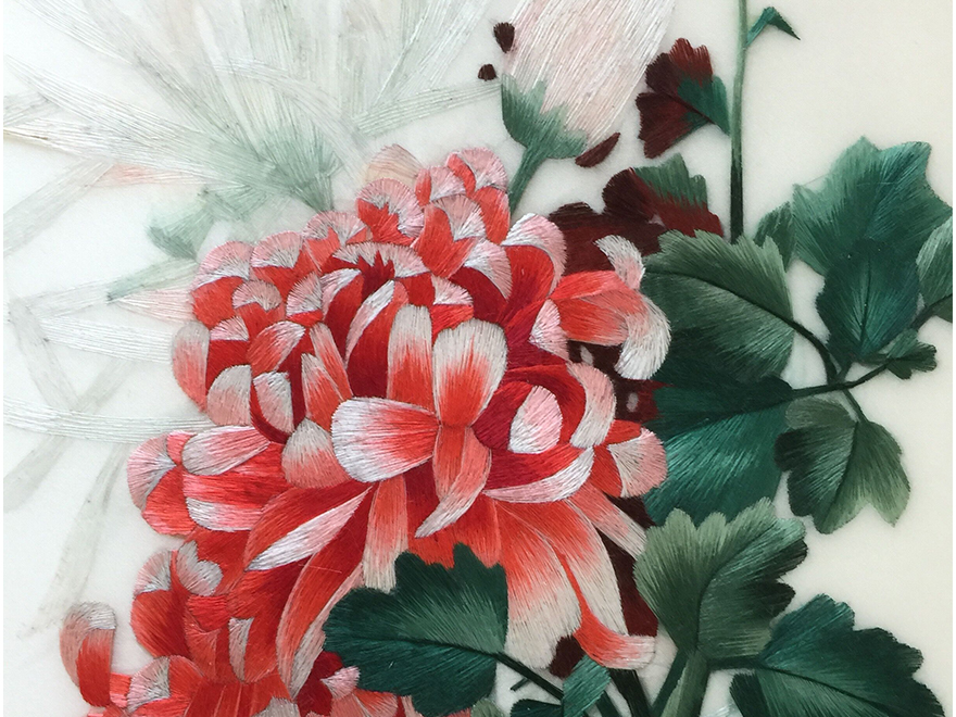 匠心苏绣《梅兰竹菊》四联屏 精细真丝