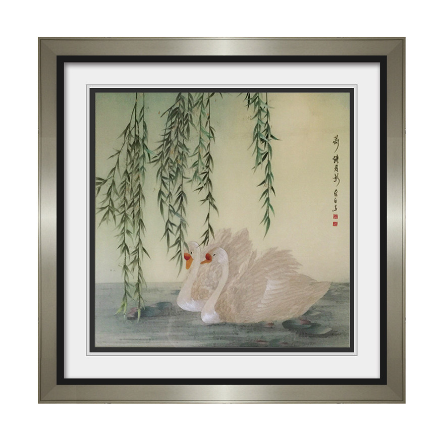 匠心苏绣《天鹅湖》精细真丝