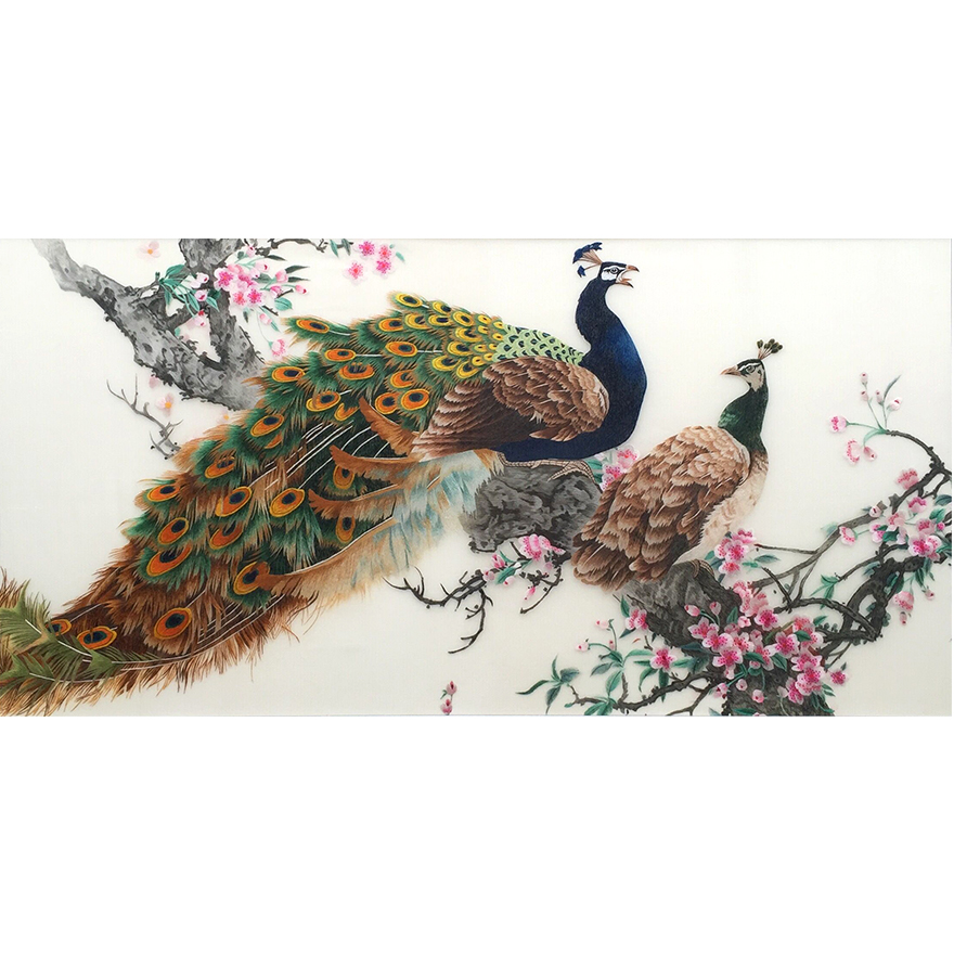 匠心苏绣《孔雀》 精细真丝