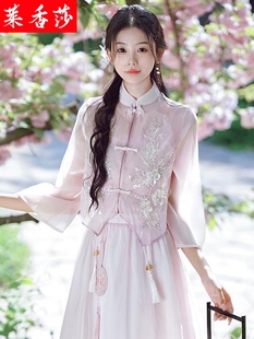 新中式民国风小个子连衣裙女汉服套装夏季2024年轻款气质订婚礼服
