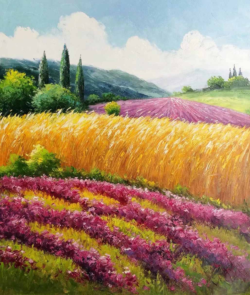 王洁《麦田003》油画