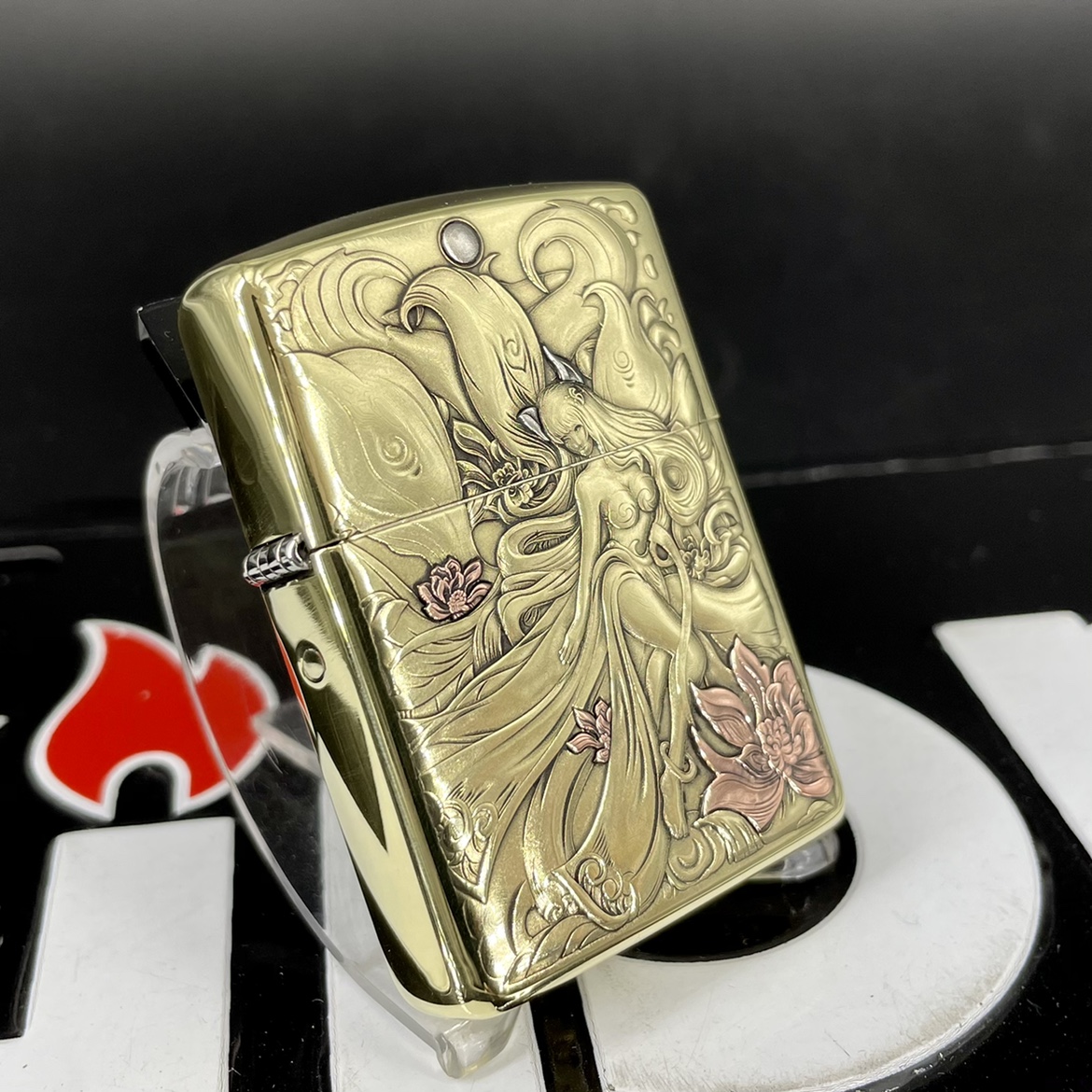 zippo打火机鬼王纯铜盔甲双面九尾狐