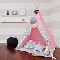 儿童室内帐篷粉色公主风游戏屋印第安摄影道具读书角玩具房
