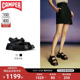 Camper看步女鞋BCN新款夏季厚底凉鞋女外穿魔术贴黑色休闲松糕鞋