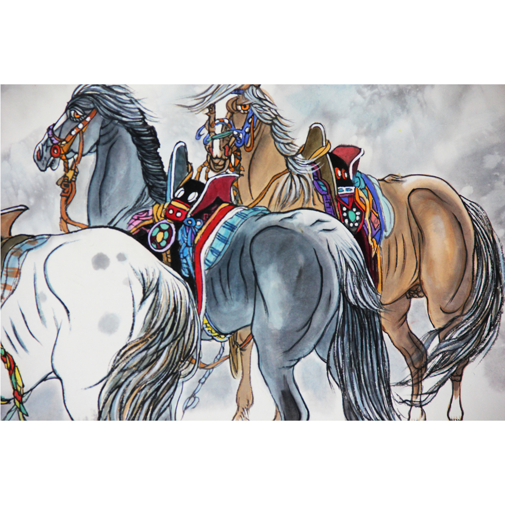 王天祥《八骏图》 巨幅2.2米 h491