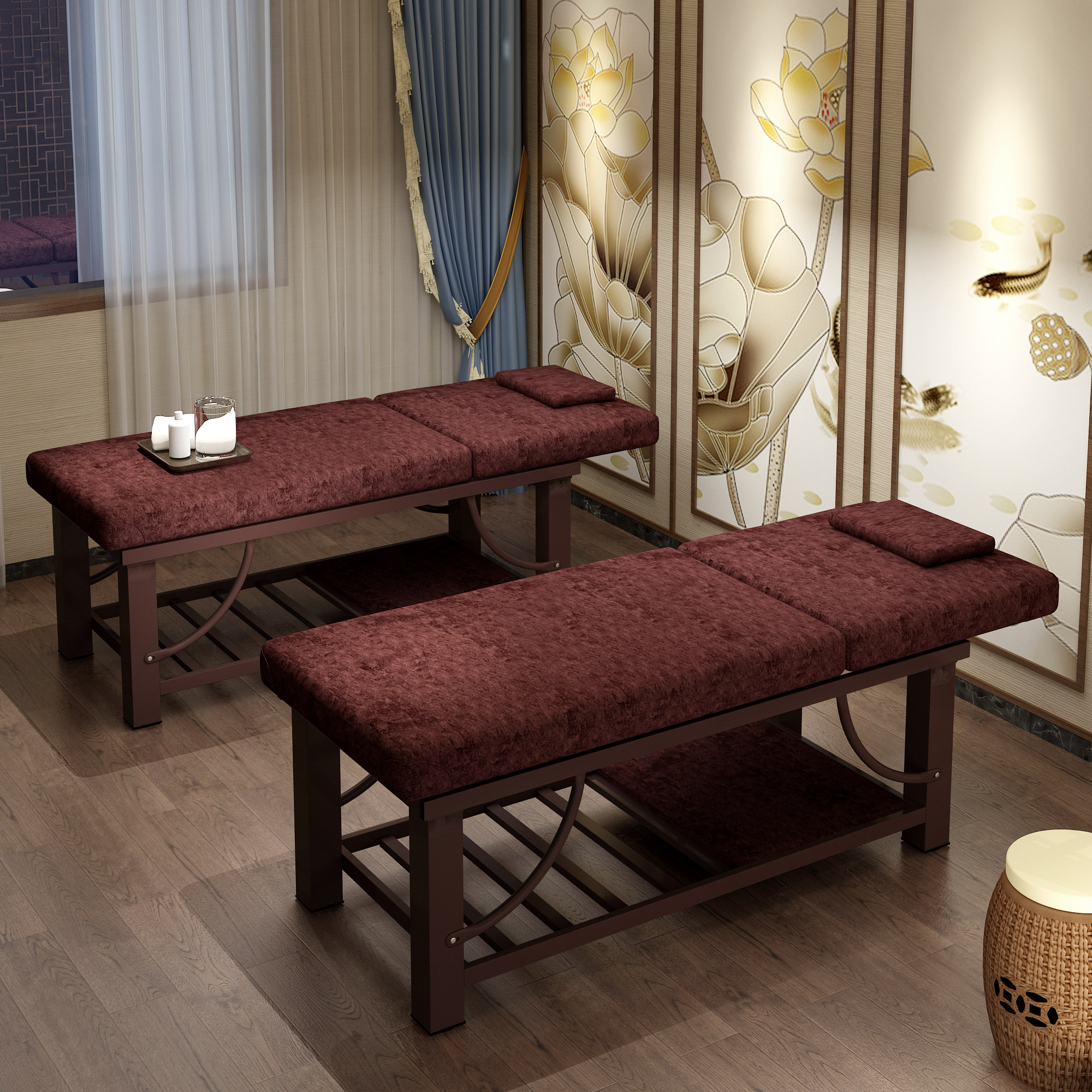 美容床美容院专用推拿按摩床家用艾灸理疗床折叠美体床纹绣美睫床-郎