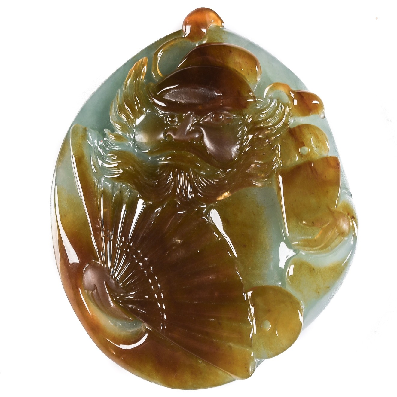 【源头好货-实物已检】缅甸翡翠a货拍卖双彩天师钟馗吊坠40.27g