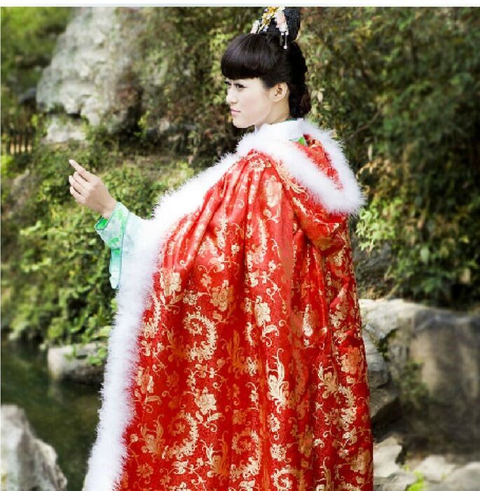 古装披风汉服斗篷甄嬛传步步惊心若曦同款夹棉毛披风古装新娘服