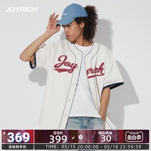 JOYRICH美式街头复古logo短袖棒球衬衫运动开衫24夏新款男女同款