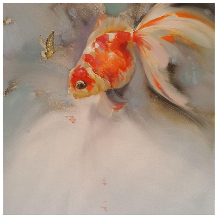余建清《自由的鱼儿》实力派油画家